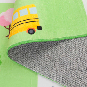 Safavieh Santa Monica Kids Playful Area Rug With Town Motif - Cozy, Washable, And Slip-resistant Design Light Green Polyester Smk100y-8