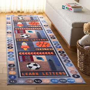Safavieh Santa Playful Grey And Blue Kids Area Rug — Low-Profile, Washable Polyester With Slip-Resistant Backing For Durable Comfort And Style 4'-0" x 6'-0" SMK125F-4