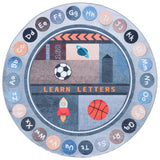 Santa Monica Kids Round Power Loomed Polyester Area Rug for Playful Kids Rooms and Learning Spaces