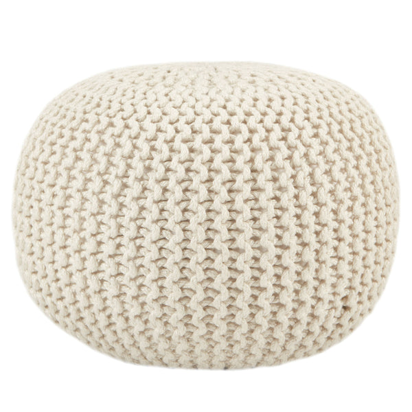Jaipur Living Vibe by Jaipur Living Chunky Knit Round Pouf Polyester Indoor Outdoor Accent Seat White POF100479