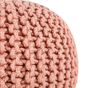 Jaipur Living Vibe by Jaipur Living Chunky Knit Round Pouf Polyester Indoor Outdoor Accent Seat Blush POF100515