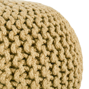 Jaipur Living Vibe by Jaipur Living Chunky Knit Round Pouf Polyester Indoor Outdoor Accent Seat Light Olive POF100516
