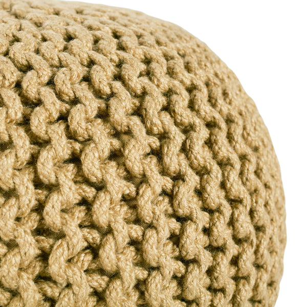 Jaipur Living Vibe by Jaipur Living Chunky Knit Round Pouf Polyester Indoor Outdoor Accent Seat Light Olive POF100516