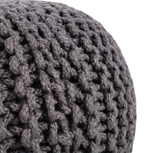 Jaipur Living Vibe by Jaipur Living Chunky Knit Round Pouf Polyester Indoor Outdoor Accent Seat Dark Gray POF100517