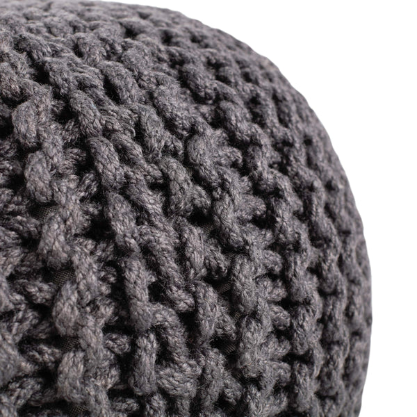 Jaipur Living Vibe by Jaipur Living Chunky Knit Round Pouf Polyester Indoor Outdoor Accent Seat Dark Gray POF100517