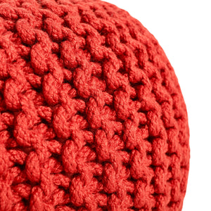 Jaipur Living Vibe by Jaipur Living Chunky Knit Round Pouf Polyester Indoor Outdoor Accent Seat Red POF100518