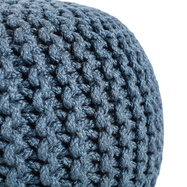 Jaipur Living Vibe by Jaipur Living Chunky Knit Round Pouf Polyester Indoor Outdoor Accent Seat Blue POF100520
