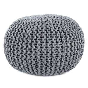 Jaipur Living Vibe by Jaipur Living Chunky Knit Round Pouf Polyester Indoor Outdoor Accent Seat Slate POF100521