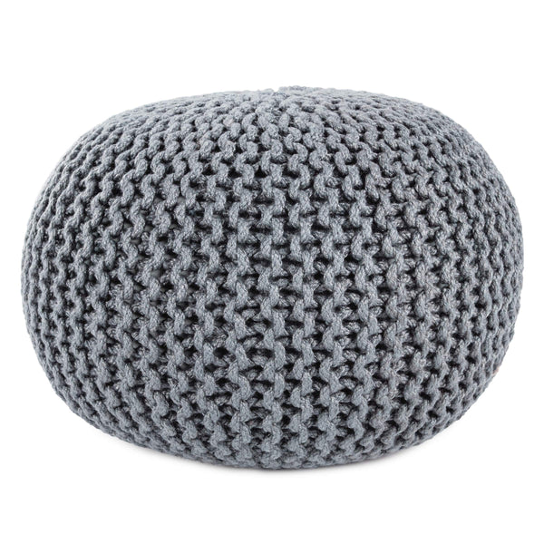 Jaipur Living Vibe by Jaipur Living Chunky Knit Round Pouf Polyester Indoor Outdoor Accent Seat Slate POF100521