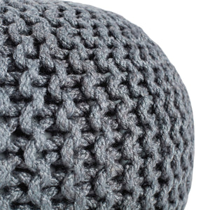 Jaipur Living Vibe by Jaipur Living Chunky Knit Round Pouf Polyester Indoor Outdoor Accent Seat Slate POF100521