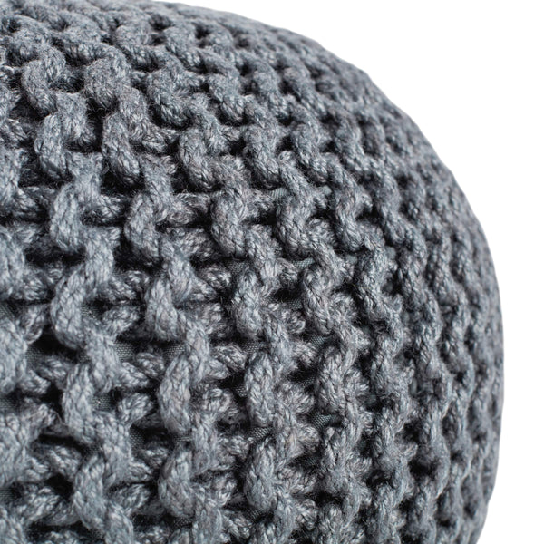 Jaipur Living Vibe by Jaipur Living Chunky Knit Round Pouf Polyester Indoor Outdoor Accent Seat Slate POF100521