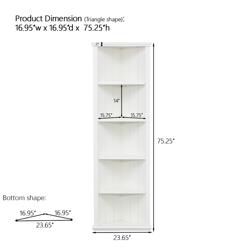 English Elm 2x White Mdf Five Tier Triangle Bookcase Set Geometric Farmhouse Living Room Storage SN845P263464