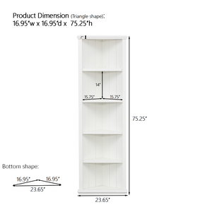 English Elm 2x White Mdf Five Tier Triangle Bookcase Set Geometric Farmhouse Living Room Storage SN845P263464