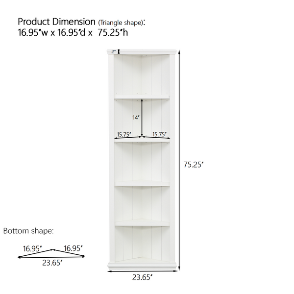 English Elm 2x White Mdf Five Tier Triangle Bookcase Set Geometric Farmhouse Living Room Storage SN845P263464