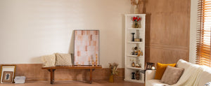 English Elm 2x White Mdf Five Tier Triangle Bookcase Set Geometric Farmhouse Living Room Storage SN845P263464