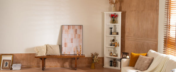 English Elm 2x White Mdf Five Tier Triangle Bookcase Set Geometric Farmhouse Living Room Storage SN845P263464