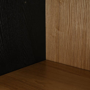 English Elm 73.25''H Mid-Century Curio Cabinet Ash Veneer Glass Doors Carved Legs Living Room SN845P296681B
