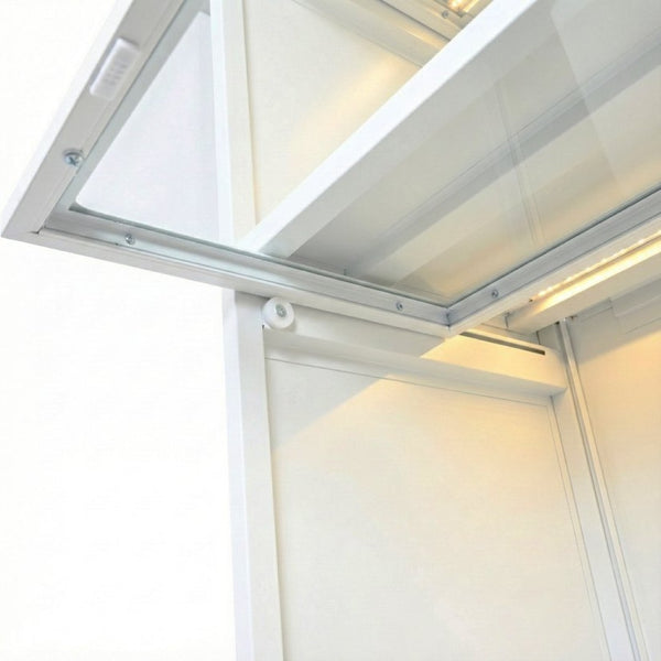 English Elm 76.75'' Five Tier Iron Curio Cabinet Tempered Glass Doors Led Lit White Steel SN845P397473W