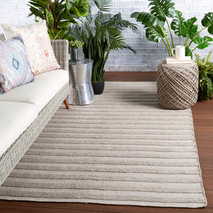 Jaipur Living Jaipur Living Miradero Handwoven Flatweave Stripe Rug for Indoor Outdoor Spaces Light Gray 7'10"X10'10" RUG149541