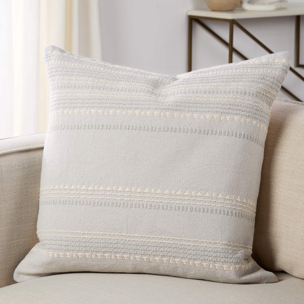 Jaipur Living Jaipur Living Embroidered Cotton Throw Pillow Cover Geometric Stripe Coastal Boho Decor 24 x 24 inches PLC102608
