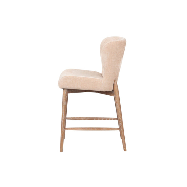 Lh Imports Uffizi Counter Stool - Durable Solid Ash Frame With Elegant Champagne Chenille For Stylish Homes Beige 100% Polyester Fabric,Ash Wood Snh-107-cch