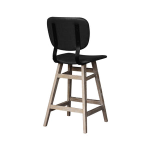 Lh Imports Fraser Counter Stool - Stylish Antique Black Vegan Leather With Comfort Footrest & Cushioned Seat Black Ash,Pu Leather,Pu Foam,Polyester Fiber,Metal Snh-18
