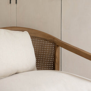 Lh Imports Rosa Club Chair - Luxurious Sand Boucle With Classic Cane Design & Easy-care Removable Cushions Beige,Brown Ash Wood,Rattan,Pu Foam,Polyester Fiber Snh-39