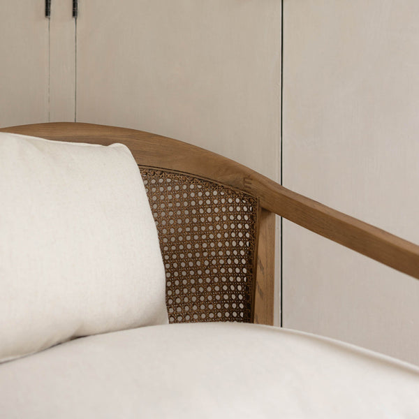 Lh Imports Rosa Club Chair - Luxurious Sand Boucle With Classic Cane Design & Easy-care Removable Cushions Beige,Brown Ash Wood,Rattan,Pu Foam,Polyester Fiber Snh-39