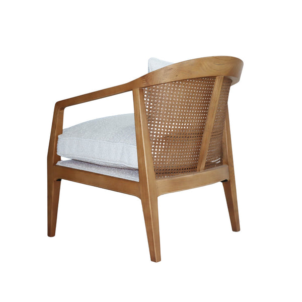 Lh Imports Rosa Club Chair - Luxurious Sand Boucle With Classic Cane Design & Easy-care Removable Cushions Beige,Brown Ash Wood,Rattan,Pu Foam,Polyester Fiber Snh-39