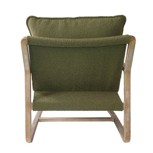 Lh Imports Huntington Club Chair - Luxurious Moss Boucle With Distressed Ash Finish For Stylish Relaxation Green,Brown Ash,Polyester,Pu Foam,Polyester Fiber Snh-43