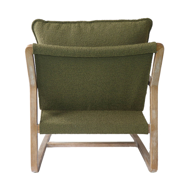 Lh Imports Huntington Club Chair - Luxurious Moss Boucle With Distressed Ash Finish For Stylish Relaxation Green,Brown Ash,Polyester,Pu Foam,Polyester Fiber Snh-43