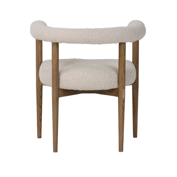 Lh Imports Round Dining Chair - Stylish Solid Ash Wood Frame With Comfortable White Fabric Cushions For Home Decor White,Brown Ash,Polyester,Pu Foam,Polyester Fiber Snh-50