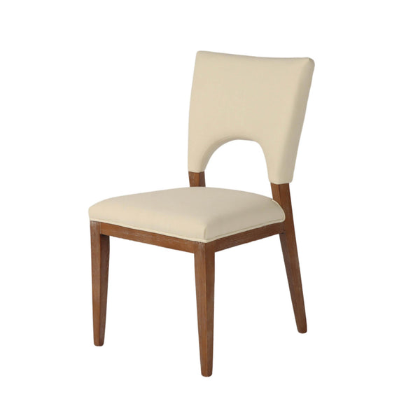 Lh Imports Bohemian Dining Chair - Elegant Ash Wood Frame, Curved Back, And Slender Design For Stylish Interiors Beige,Brown Ash,Pu Hd Foam,Polyester Fiber,Linen Snh-53
