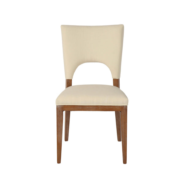Lh Imports Bohemian Dining Chair - Elegant Ash Wood Frame, Curved Back, And Slender Design For Stylish Interiors Beige,Brown Ash,Pu Hd Foam,Polyester Fiber,Linen Snh-53
