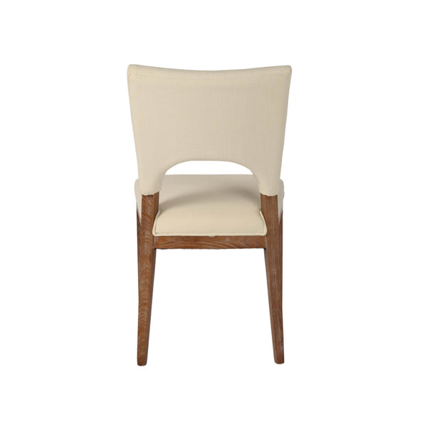 Lh Imports Bohemian Dining Chair - Elegant Ash Wood Frame, Curved Back, And Slender Design For Stylish Interiors Beige,Brown Ash,Pu Hd Foam,Polyester Fiber,Linen Snh-53