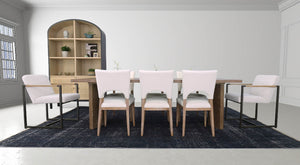 Lh Imports Bohemian Dining Chair - Elegant Ash Wood Frame, Curved Back, And Slender Design For Stylish Interiors Beige,Brown Ash,Pu Hd Foam,Polyester Fiber,Linen Snh-53