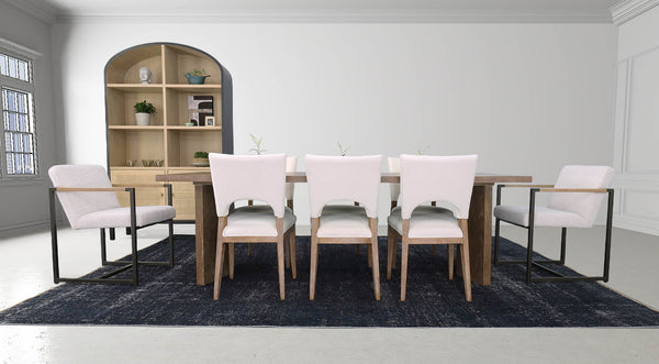 Lh Imports Bohemian Dining Chair - Elegant Ash Wood Frame, Curved Back, And Slender Design For Stylish Interiors Beige,Brown Ash,Pu Hd Foam,Polyester Fiber,Linen Snh-53