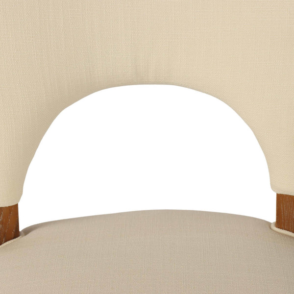 Lh Imports Bohemian Dining Chair - Elegant Ash Wood Frame, Curved Back, And Slender Design For Stylish Interiors Beige,Brown Ash,Pu Hd Foam,Polyester Fiber,Linen Snh-53