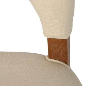 Lh Imports Bohemian Dining Chair - Elegant Ash Wood Frame, Curved Back, And Slender Design For Stylish Interiors Beige,Brown Ash,Pu Hd Foam,Polyester Fiber,Linen Snh-53