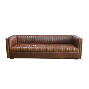 Lh Imports Channel Sofa - Luxurious Camel Brown Design With Solid Ash Wood Frame For Stunning Home Decor Brown Seat, 93% Pu Foam,7% Polyester Fiber, Fabric, Pu Leather,Ash Wood, Snh-61