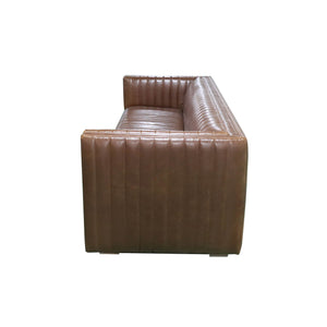 Lh Imports Channel Sofa - Luxurious Camel Brown Design With Solid Ash Wood Frame For Stunning Home Decor Brown Seat, 93% Pu Foam,7% Polyester Fiber, Fabric, Pu Leather,Ash Wood, Snh-61