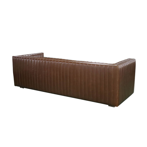Lh Imports Channel Sofa - Luxurious Camel Brown Design With Solid Ash Wood Frame For Stunning Home Decor Brown Seat, 93% Pu Foam,7% Polyester Fiber, Fabric, Pu Leather,Ash Wood, Snh-61