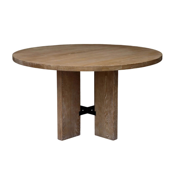 Lh Imports Fraser Round Dining Table - Stylish Solid Ash Wood Base, Unique Design For Comfortable Group Seating Brown Ash,Ash Veneer,Plywood,Black Metal Snh-65s
