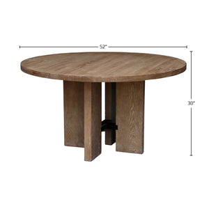 Lh Imports Fraser Round Dining Table - Stylish Solid Ash Wood Base, Unique Design For Comfortable Group Seating Brown Ash,Ash Veneer,Plywood,Black Metal Snh-65s