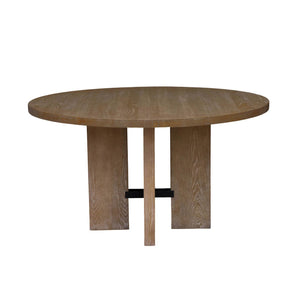 Lh Imports Fraser Round Dining Table - Stylish Solid Ash Wood Base, Unique Design For Comfortable Group Seating Brown Ash,Ash Veneer,Plywood,Black Metal Snh-65s