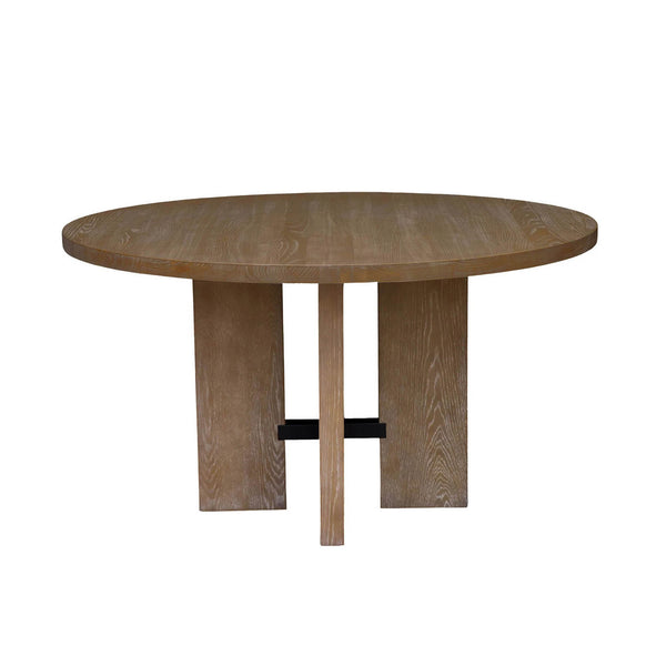 Lh Imports Fraser Round Dining Table - Stylish Solid Ash Wood Base, Unique Design For Comfortable Group Seating Brown Ash,Ash Veneer,Plywood,Black Metal Snh-65s