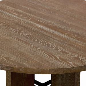 Lh Imports Fraser Round Dining Table - Stylish Solid Ash Wood Base, Unique Design For Comfortable Group Seating Brown Ash,Ash Veneer,Plywood,Black Metal Snh-65s