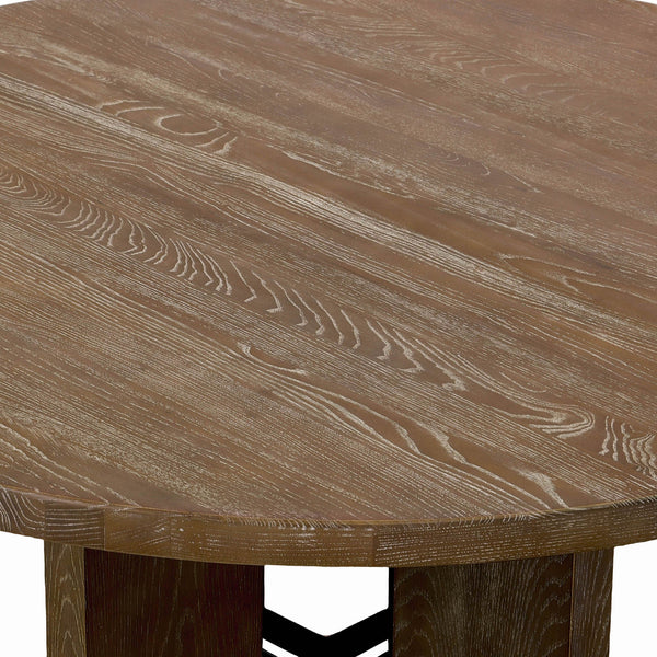 Lh Imports Fraser Round Dining Table - Stylish Solid Ash Wood Base, Unique Design For Comfortable Group Seating Brown Ash,Ash Veneer,Plywood,Black Metal Snh-65s