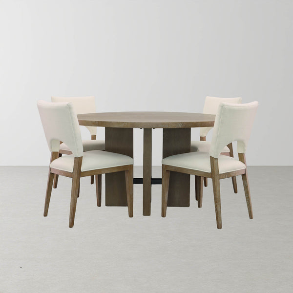 Lh Imports Fraser Round Dining Table - Stylish Solid Ash Wood Base, Unique Design For Comfortable Group Seating Brown Ash,Ash Veneer,Plywood,Black Metal Snh-65s