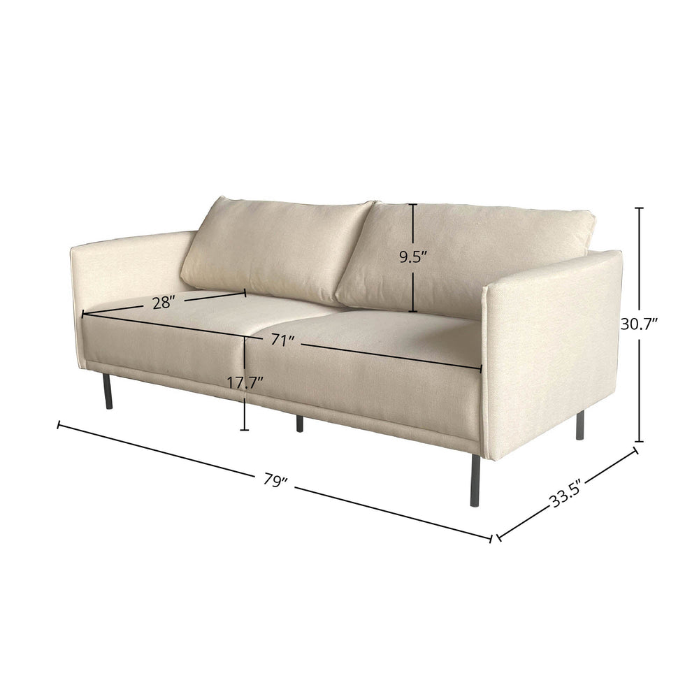 Lh Imports Forest Sofa - Manchester Beige: Stylish Space-saving Comfort With Unique Armrests & Versatile Design Beige 100% Polyester Fabric ,Metal,Hd Pu Foam,Polyester Fiber Snh-67-mb